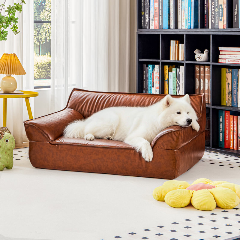 Lit pour chien de 39,4 po pour grands chiens de moins de 70 lb de style moderne Analcia, L 39,4 po