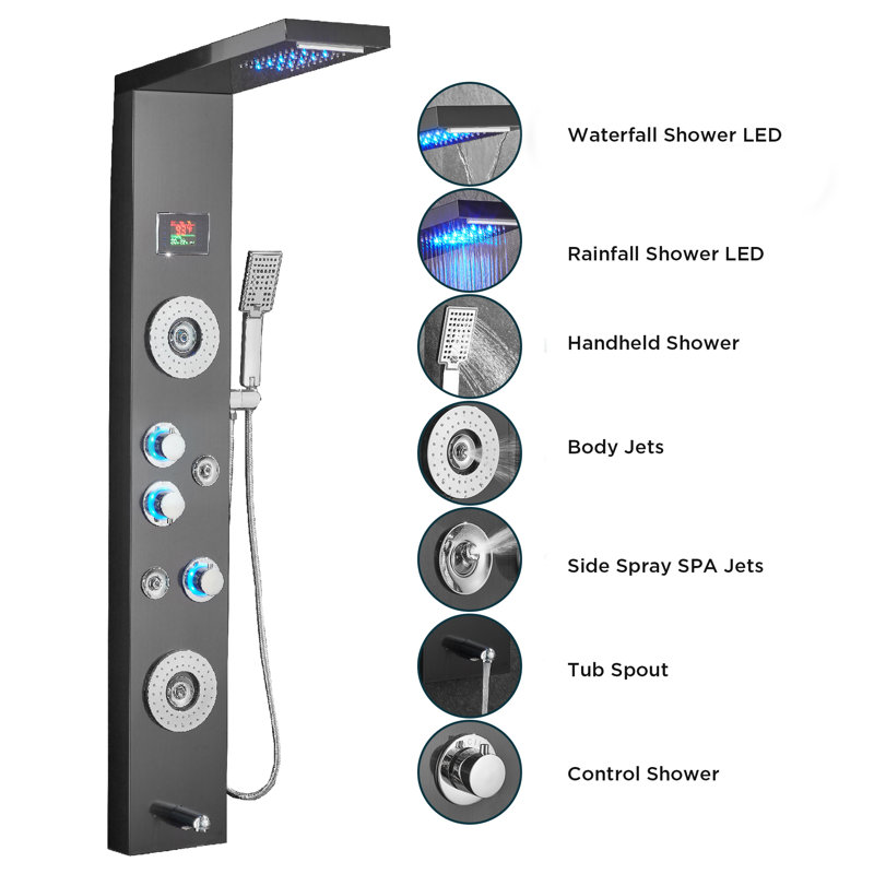 Shower Tower Panel, Black