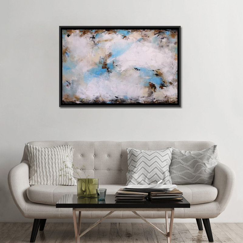 « blue harmonie », impression sur toile, H 18 po x l 26 po x P 1,5 po, Toile avec cadre noir, Pas de tapis
