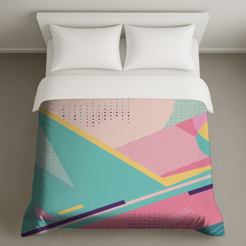 Housse de couette à motif abstrait Mid Century Modern, Grand lit