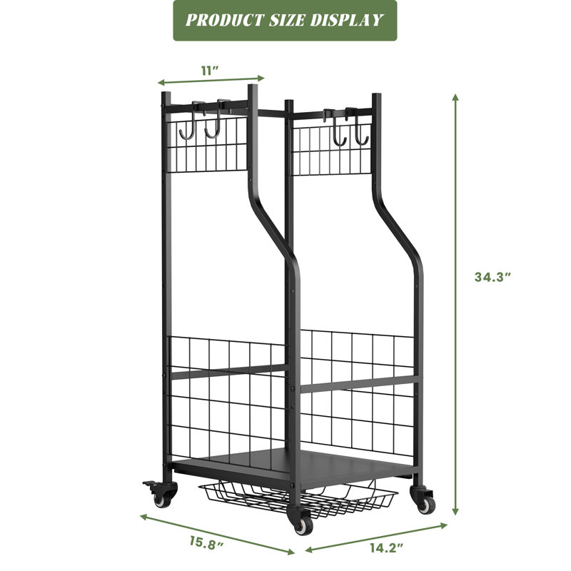 Support de rangement pour sac de golf, organisateur de garage connectable avec 4 crochets amovibles - noir + métal