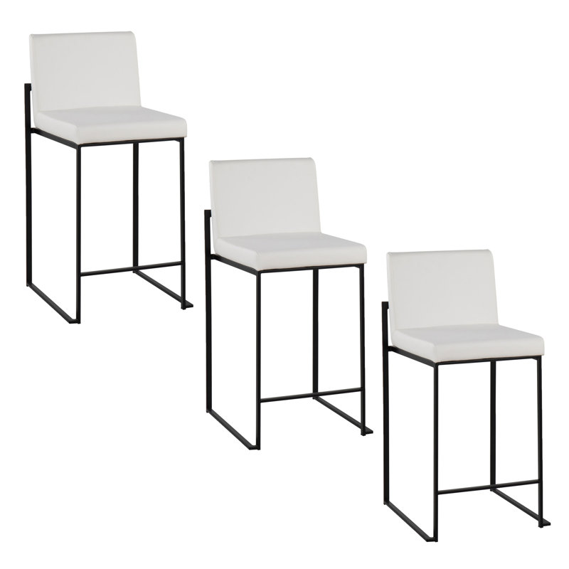 Tabouret de comptoir contemporain, Siège blanc / cadre noir, 3