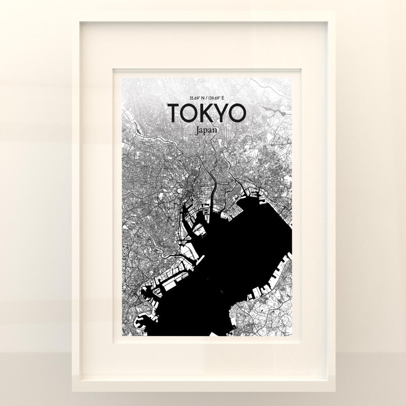 Tokyo City Map In Ink - No Frame Print, 27.6cm H x 19.7cm W x 0.05cm D