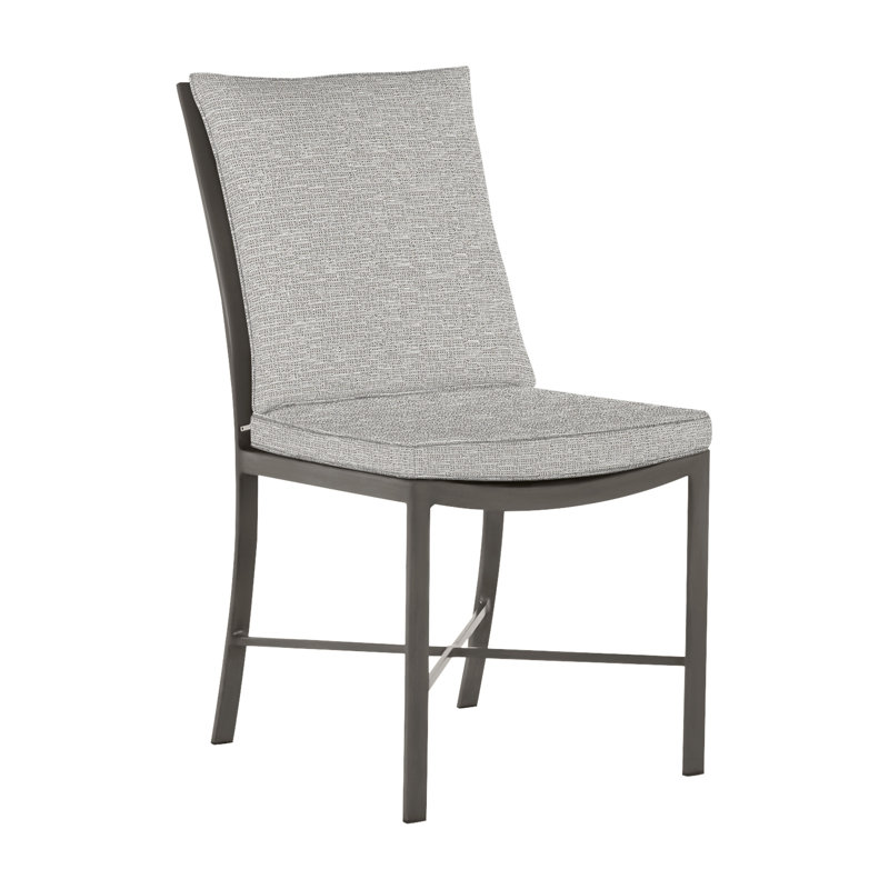 Monaco Patio Dining Side Chair with Cushions, Slate Gray, Tweed Toffee, Welt