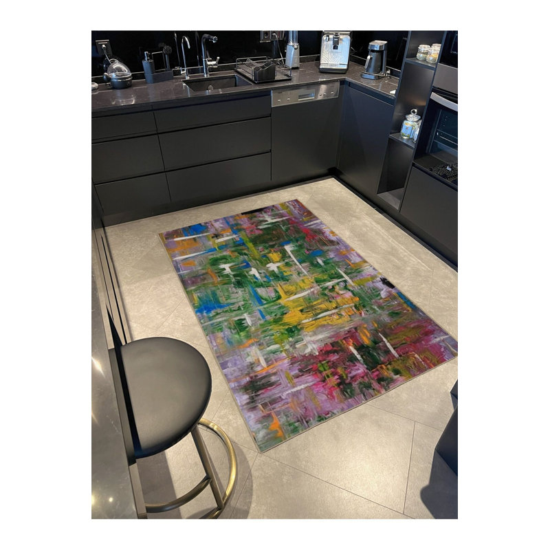Tapis tissé de couleur pastel lavable à la machine, Sous-tapis rectangulaire 2 pi 4 po x 3 pi 11 po