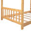 Lit plateforme simple avec tête de lit et pied de lit, conception de toit, naturel-1061000449