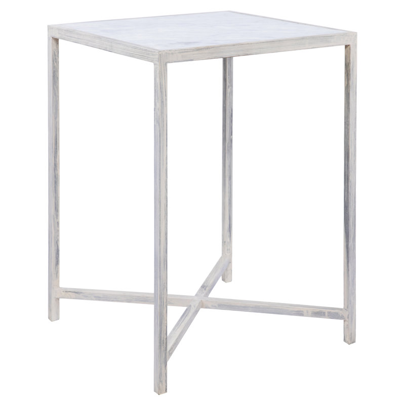 LA Marble Cross Legs End Table, Deep Ocean