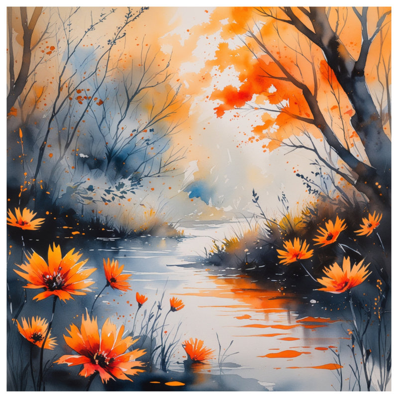 Coussins décoratifs Autumn River Scene, 16 x 16 pouces
