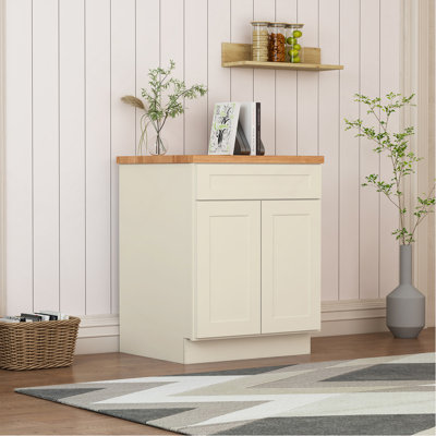27"In W X 24"In D X 34.5"In H In Antique White Plywood Ready To Assemble Kitchen Base Cabinet