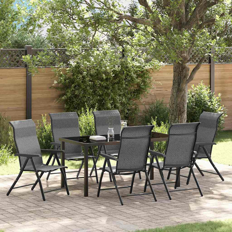 7 Piece Garden Dining Set Poly Rattan, Grey