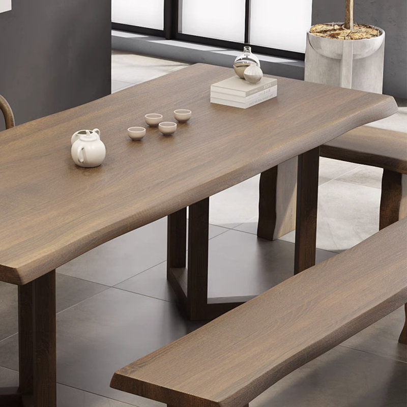 Brown Rectangular Solid Wood Dining Table, 29.53"H x 78.74"L x 31.5"W
