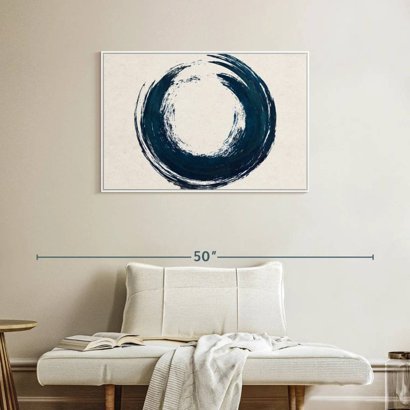 Cercle abstrait, Cadre flottant blanc, 37 po x 25 po