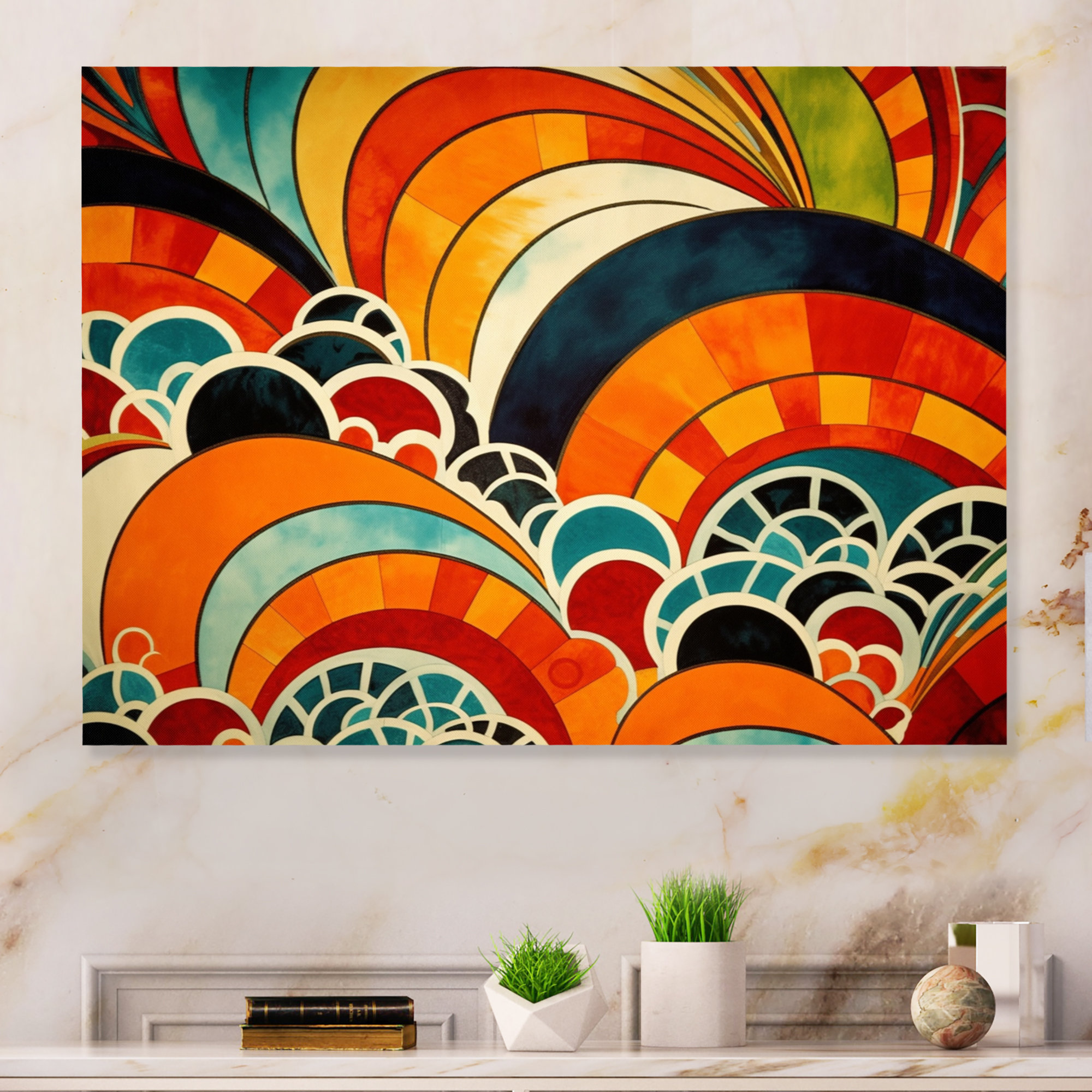 Ivy Bronx Orange Abstracted Harmonies of Shape I Modern Geometric