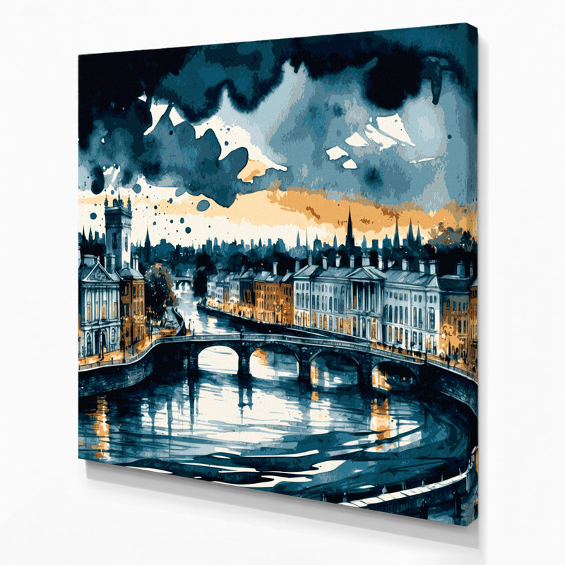 Cities Dublin Ireland Blue Canvas Wall Art