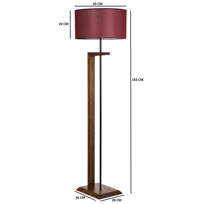 Johnsburg 163cm Traditional Floor Lamp, Red, Brown