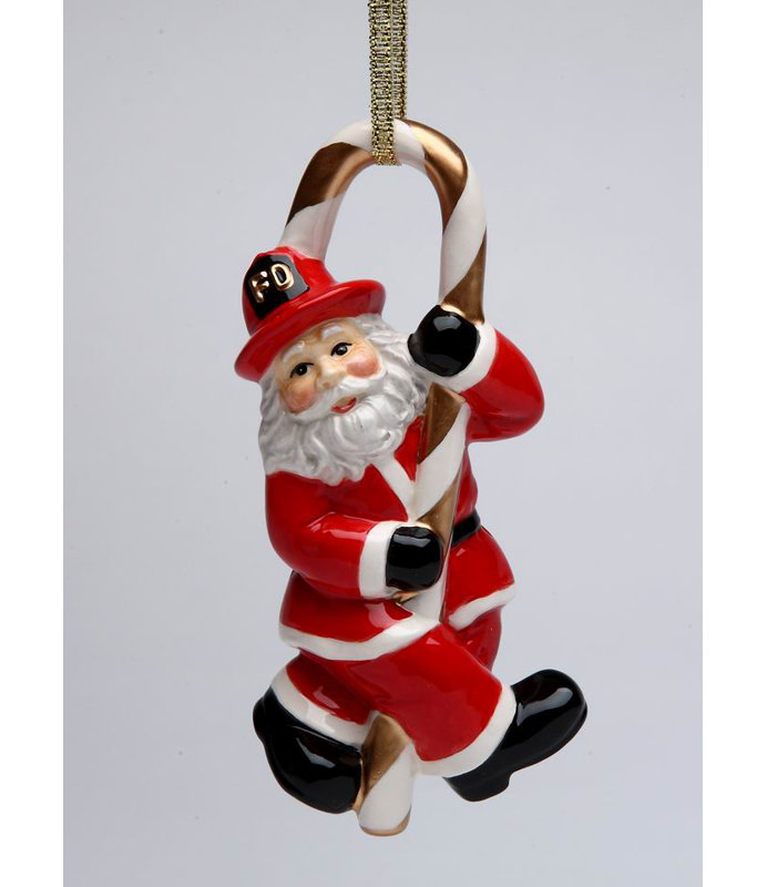 Figurine suspendue Père Noël pompier