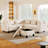 Modern Style Sectional Sofa with coffee table, with Storage Ottoman-1521821050