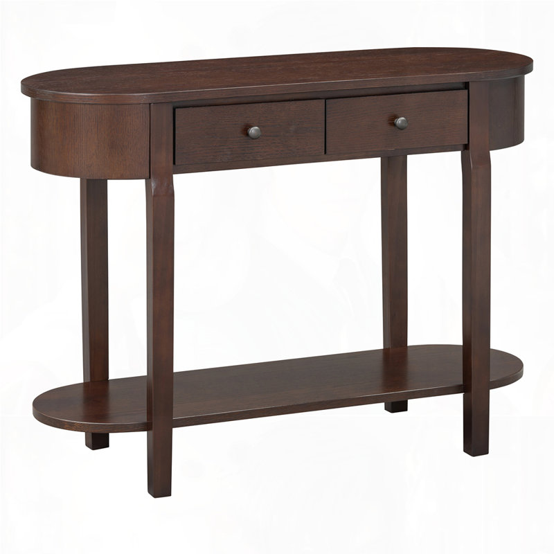 Curved Design Console Table with Drawers, Espresso