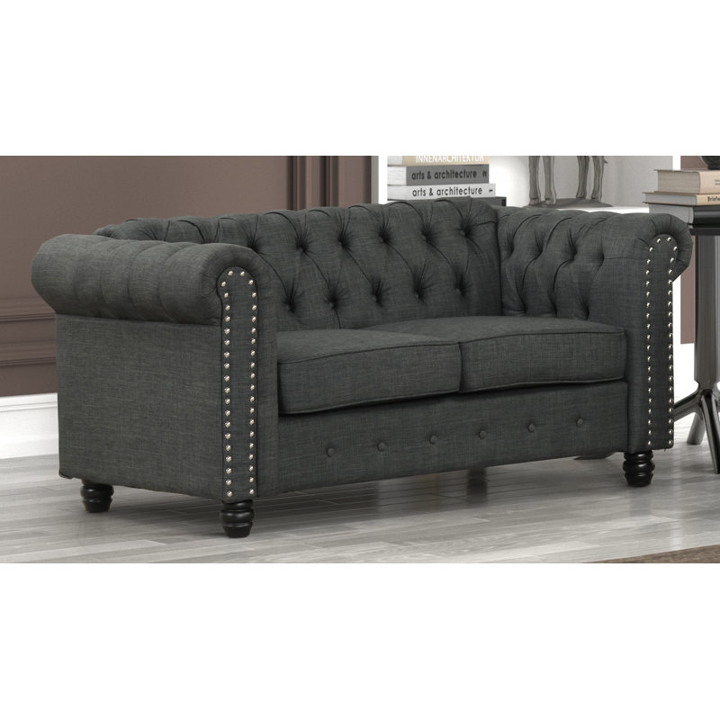 Leite Upholstered 61'' Loveseat, Oliver Charcoal Linen Blend