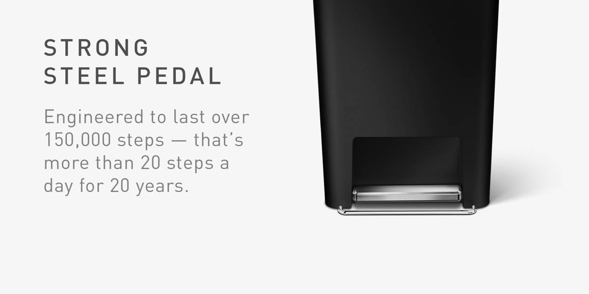 Simplehuman 45 Liter / 12 Gallon Rectangular Kitchen Step Trash Can with Soft-Close Lid, Plastic