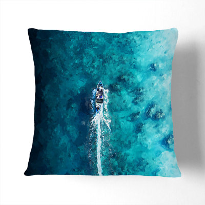 Boat In The Maldives Square Throw Cushion