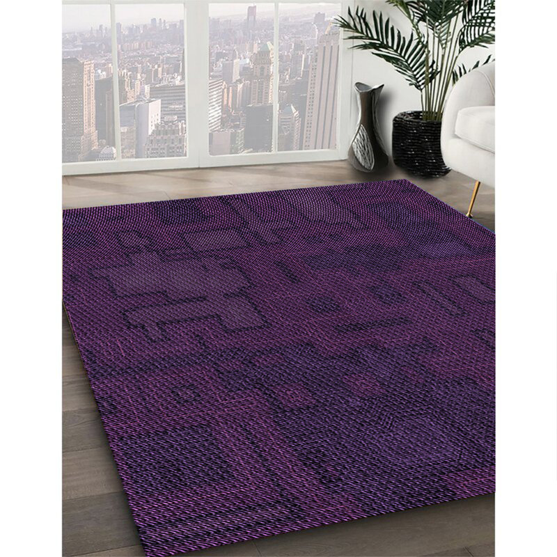 Tapis 100% à motifs lavables à la machine 2989-Pat3131-Pur, Carré 6 pi