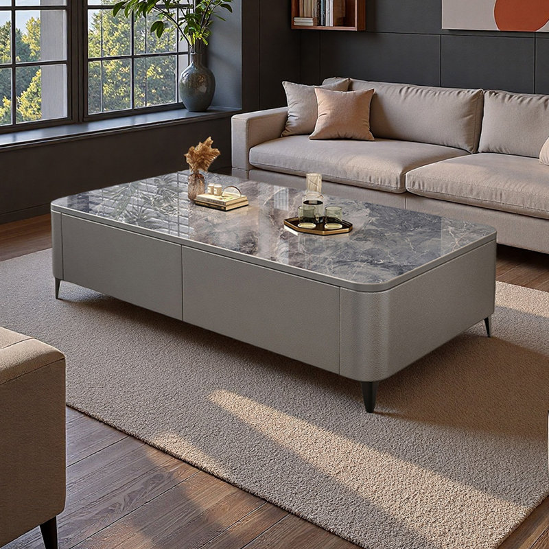 Table basse Modern Luxury, 15.35" H x 39.37" L x 23.62" W, Gris, Gris