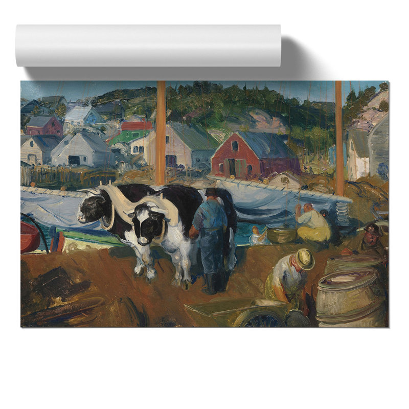 Ox Team, Matinicus Wharf by George Bellows - No Frame Painting, 21cm H x 30cm W x 0.1cm D