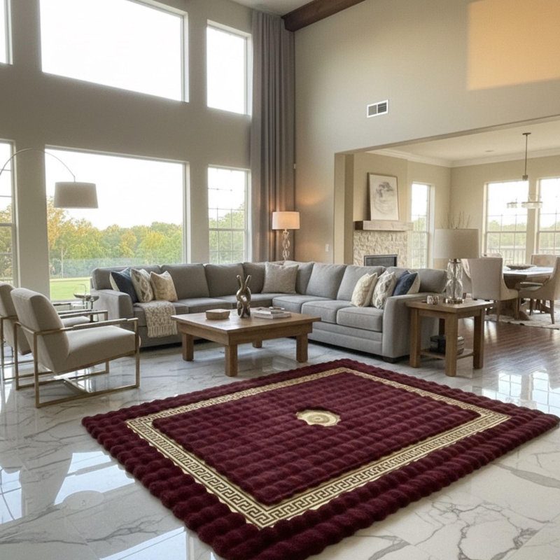 Tapis bourgogne et doré, Rectangle 5 pi x 7,5 pi