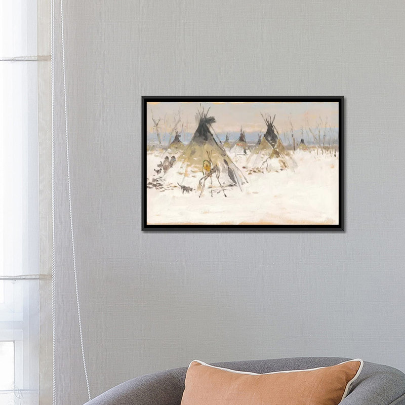 «Winter Homestead I» par Ernest Chiriacka, impression sur toile tendue, H 18 po x l 26 po x P 1,5 po, Toile avec cadre noir