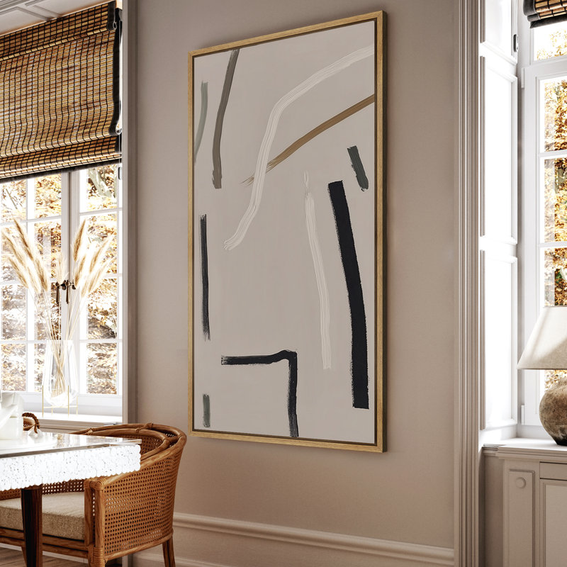 «Minimalist Neutral Line Composition Modern Abstract Decor - Large encadrée, reproduction d'art sur toile encadrée, Naturel