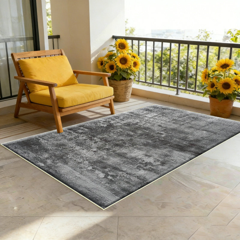 Washable Modern Abstract Area Rug: Soft Non-Slip Stain Resistant Indoor Floor Carpet for Living Room Bedroom Dining Room Home Office - Black Gray