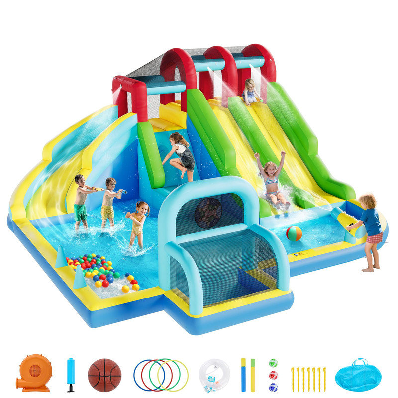 Kids Inflatable Bounce House with 3 Water Slides – Backyard Play Centre for Ages 3+