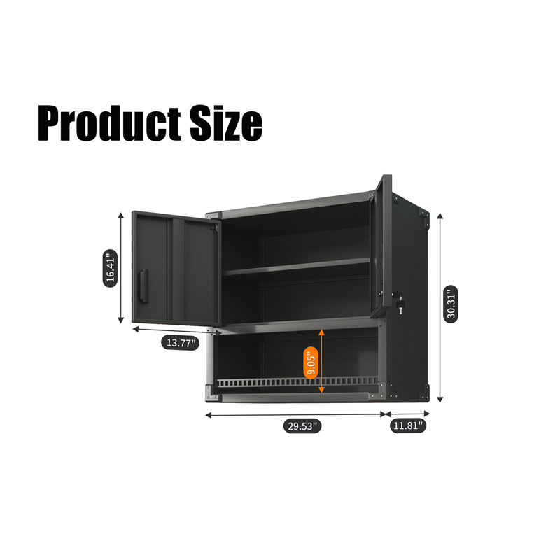 Armoire de rangement murale pour outils, Noir
