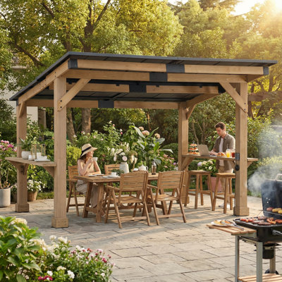 Pavillon de jardin d'extérieur en bois 10 pi x 12 pi Sunjoy
