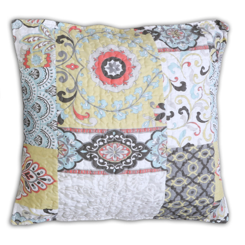 Moorea Blue Patchwork Reversible Microfiber Queen Quilt Set