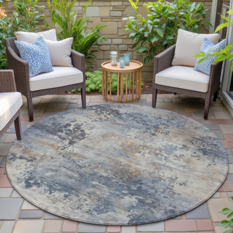 Tapis intérieur / extérieur lavable à la machine Xhevrie, Rond 8 pi