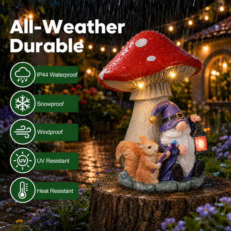 Solar Powered Tiki Figure with Lighted Torch Garden Statue