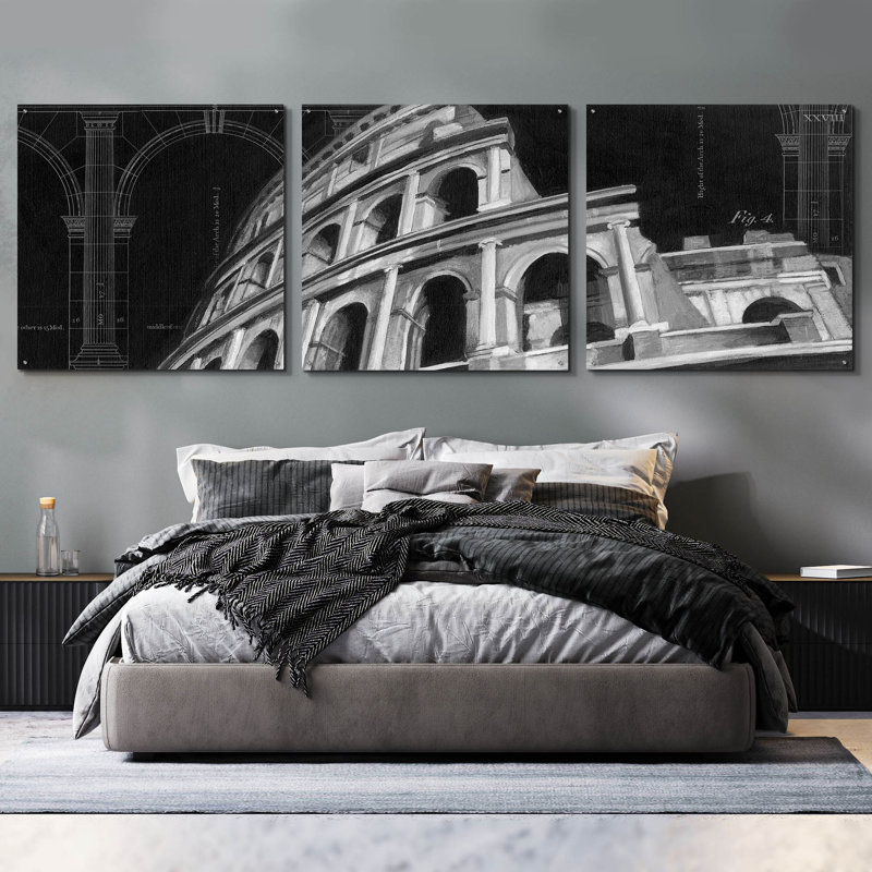 'Iconic Architecture I' by Ethan Harper, Acrylic Glass Wall Art, 3 Piece Set, 36" H x 108" W