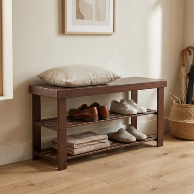 Étagère à chaussures en bambou naturel 6-9 paires de chaussures, rangement et banc à chaussures à 3 niveaux multifonctionnels, rangement peu encombrant
