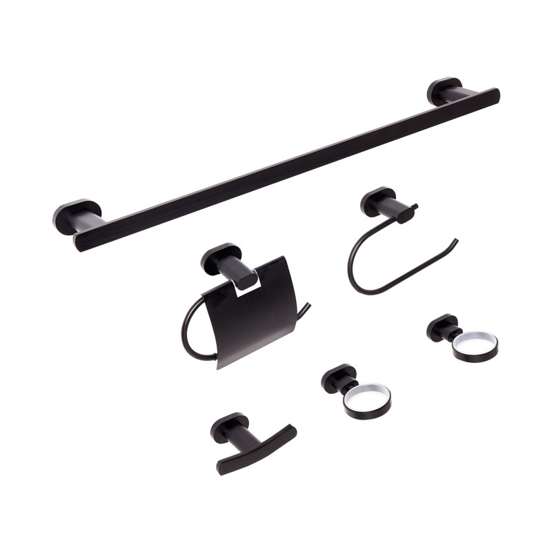 6-Piece Bathroom Hardware Set TOCOPILLA with Towel Bars and Hooks, Matte Black
