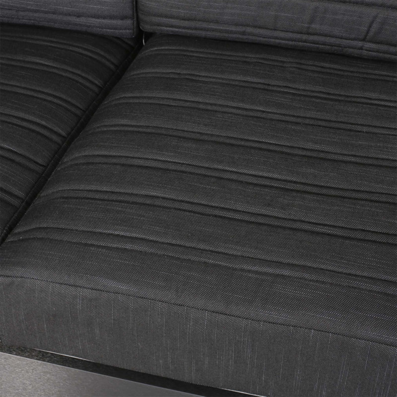 GIOVANNA Outdoor Loveseat With Aluminum Frame, Water-Resistant Cushions, And Stylish Wood-Plastic Accents For Durable Comfort