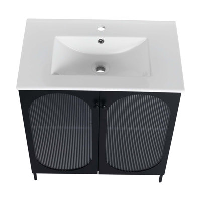 Meuble-lavabo autoportant de 30 po avec lavabo en céramique