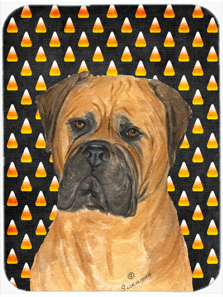 Planche à découper en verre caroline trésors bullmastiff Halloween Candy Corn