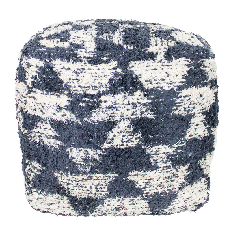 Repose-pieds rembourré Coltun, Bleu / beige 100% coton