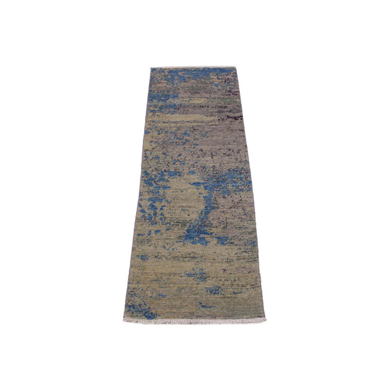 Mcgregor Abstract Handmade Hand-Knotted Runner 2' x 6'2" Wool Indoor in Brown