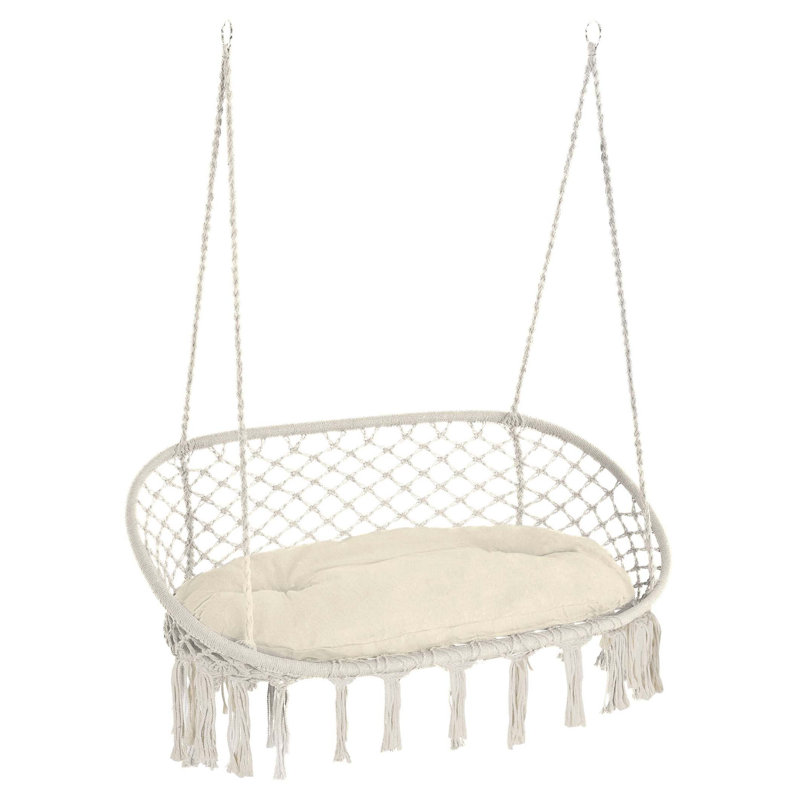 Balancelle en macramé pour 2 personnes Outsunny, Blanc