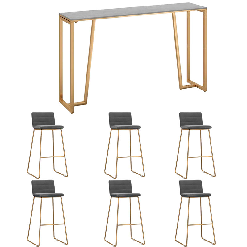 Tabourets et tables de luxe et luxueux, Gris, H 41,3 po x L 70,8 po x l 15,7 po, Gris/doré