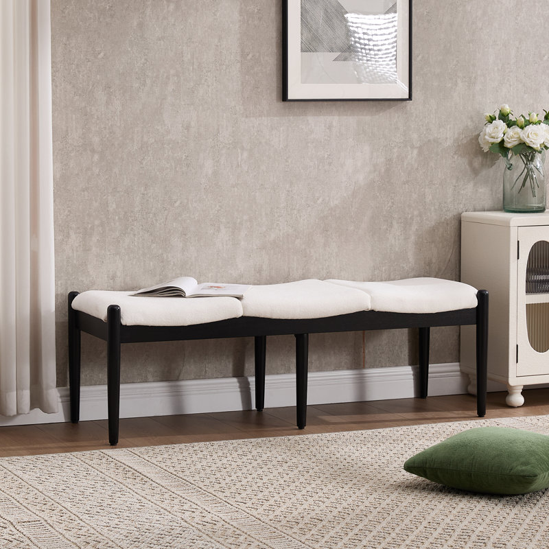 Banc rembourré pour 3 personnes avec structure en bois massif, banc Framhouse pour chambre / bout de lit / vestibule