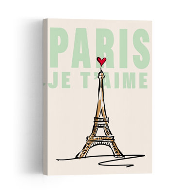 Paris Je T'Aime Minimaliste Architecture Romantique Wall Art Print